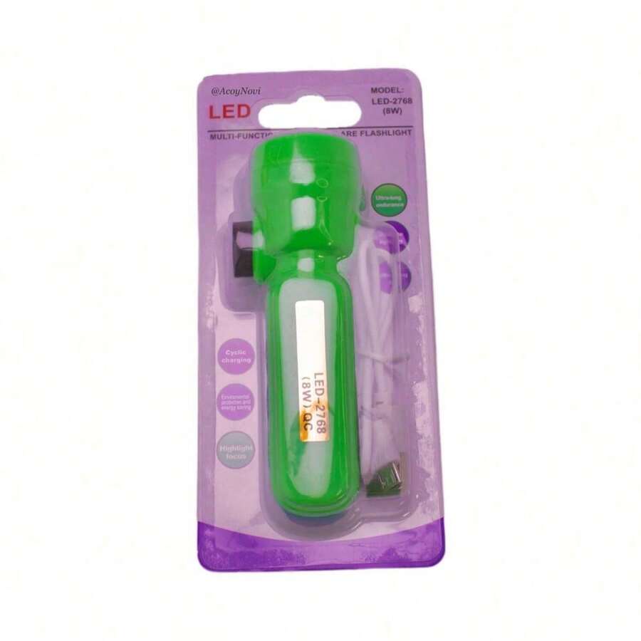 Mini Linterna Recargable Lámpara Portátil Led Tres Modos 4 Colores LED-2768 - Verde - Ver 1