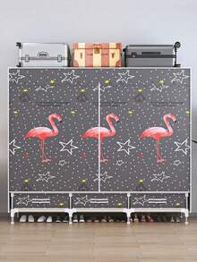 1pc Large Capacity Portable Wardrobe, Elegant Design, Easy Assembly, Steel Pipe Frame Organizer With 3 Drawers And Separate Hanging Area, Suitable For Storing Clothes And Daily Items, Applicable For Home, Room, Apartment, Bedroom, All-Season Clothing Storage Cabinet - Multicolor - View 5