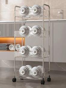 4-Tier Acrylic Storage Cart, Transparent Bathroom Rolling Cart Organizer, Transparent Laundry Room Mobile Rack, Multi-Purpose Office/Living Room Cart, For Food Storage & Transport, Bathroom Storage, Bathroom Decor, Fall Decor, Back To School Bathroom Accessories Bathroom Tools - Multicolor - View 7