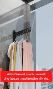 JOOM Laundry Drying Rack Wall Mounted Clothes Drying Rack Clothes Hanger -Coat Hanger Holder White - Màu B - Xem 6