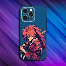 Custodia per telefono compatibile con Anime R-Rurouni Kenshin, adatta per iPhone 17, 16, 15, 14, 13, 12, 11, Pro, Max, Plus, X, XS, SE4, E, Mini, in morbida cover nera