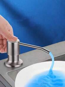 不锈钢厨房水槽皂液器，带瓶身，可盛装液体皂液、乳液和洗涤剂，手动按压泵，适用于浴室 - 彩色 - 查看 3