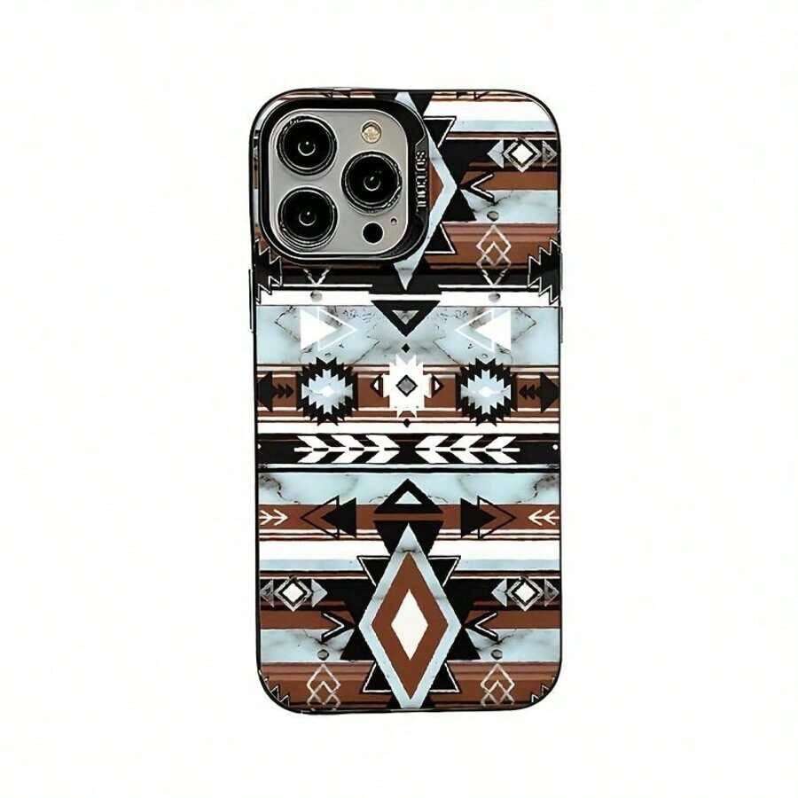Teléfono Retro Western Cowboy Style Pattern Phone 16 15 14 13 12 11 Pro Plus Funda de lujo para teléfono móvil a prueba de golpes - Negro - Ver 1