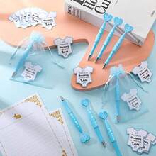 DHarloon 50 Set Baby Shower Pens Favors For Guests It's A Boy Ballpoint Pens Baby Shower Party Favors Blue Cards 50 Organza Bags For Gender Reveal Gifts Game Prizes Souvenirs - 藍色 - 查看 5