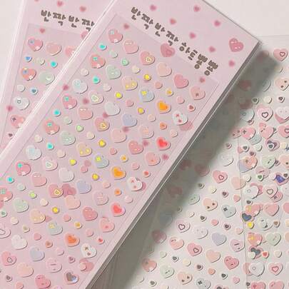 Shiny Silver Heart Stickers, Large Luxury Decorative Material, Mirror Reflective DIY Stickers, High-End Creative Decorative Stickers Scrapbook Supplies Scrapbook Stationery