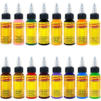 16 瓶（每瓶 1 盎司）彩色墨水套装，包括：勃艮第红、中国红、火红、绿色、蓝色、橙色、白色、淡黄色、棕色、洋红色、紫色和黑色