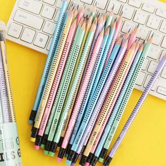 12/8/5/3/1pc Triangular HB Pencils With Eraser - Vibrant Mixed Colors, Medium Tip, Wooden Pencils For Writing Practice, Great For Students, School Supplies, Back To School