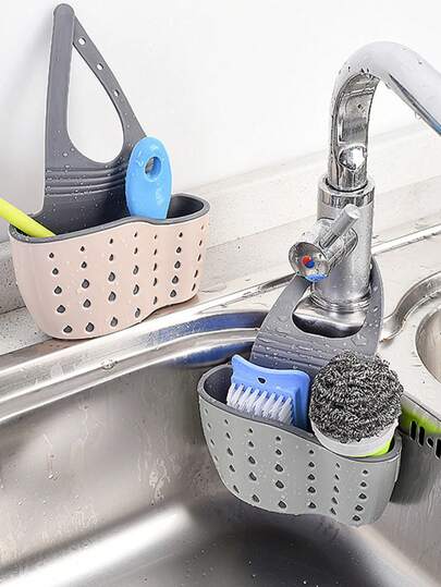 [Regulowany kosz na zlew] Wytrzymały, wielofunkcyjny, regulowany kosz na odpływ do zlewu kuchennego | Teleskopowy stojak do suszenia naczyń, owoców i warzyw, rozwiązanie oszczędzające miejsce do nowoczesnych kuchni, akcesoria do zlewu
