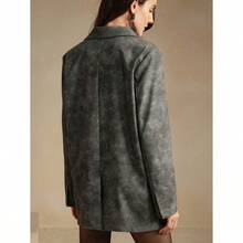 Women's Modern Casual Urban Retro Tie-Dye Washed Vintage High-End Blazer Dress - Xám - Xem 2