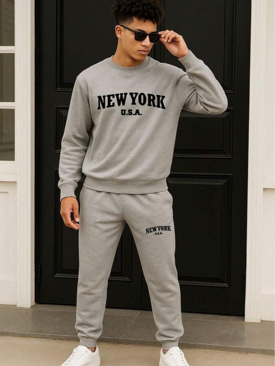Men Sweatshirt Co-Ords - Grey - View 1