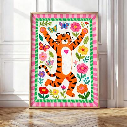 Timmy Tiger / Animal Illustration / Tiger / Nursery Art / Kids Room / Art / Print / Gifts For Kids / Kids / Jungle / Colour Pop / Bright / Kids Room Art / No Frame