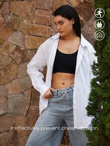 1pc Women Elastic Compression Sports Bra, Minimizing Bust, Seamless Shaping Vest Camisole