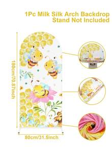 1 pezzo Copertura in tessuto ad arco con motivo carino di api, copertura di sfondo (supporto non incluso), sfondo con api e favi, sfondi fotografici, decorazione per fondo di festa, tessuto di sfondo, può essere combinato con palloncini per decorazione, decorazione per festa di 1° compleanno, decorazione per sfondo di festa di matrimonio, decorazione per baby shower, decorazione per festa di rivelazione del sesso, decorazione per la casa, decorazione per festa di vacanza