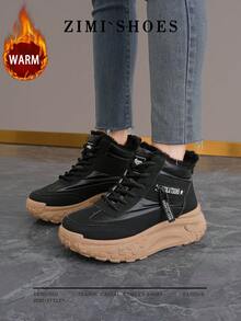 1 Pair High Quality Women's Winter Multifunctional Fashion Casual Thermal Lined Thick Sole High-Top Snow Boots, Outdoor Sports Casual Shoes For Daily Wear