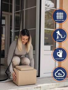 Magnetic Mesh Screen Door, Magnetic Curtain, Self-Sealing Thickened Mesh Partition, Effectively Blocks Mosquitoes, Suitable For Indoor And Outdoor Use, Can Be Used As Indoor Partition, Applicable To Bedroom, Wardrobe Door, Perfect Gift For Women, Also Suitable For Balcony, Office, Bathroom, Living Room, Bedroom, Wedding, Kitchen, Dorm, Home Decor, Ideal Choice For Bathroom Accessories, Autumn Decor, Furniture, Curtains, Mosquito Net - Multicolor - View 3