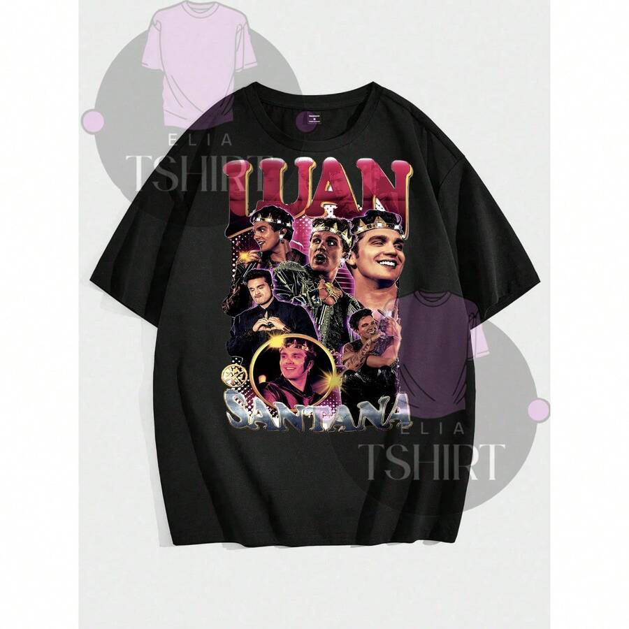 Booteg Luan Santana Vintage T-Shirt Shirt Blouse Unisex Male Female 100% Cotton Top Premium Streetwear New Release Fast Shipping Various Colors!! Plus Size - 黑色 - 查看 1