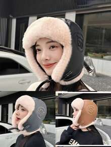 Classic Autumn/Winter Checkerboard Knit Beanie Hat For Women, Korean Fashion Chic, Suitable For Large Head Circumference, Warm Knitted Cap, Versatile Christmas Accessory