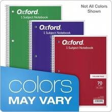 Tops 1Subject Spiral Notebooks College Rule 8 X 10.5 Inches 70 White Sheets Per Book Cover Colors May Vary Box Of 24 65021