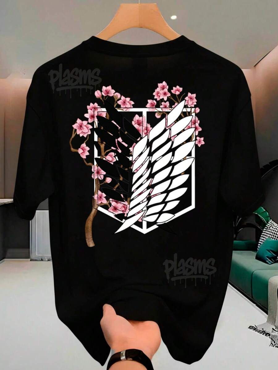 Anime Attacks On Titan T-Shirt Unisex 100% Cotton Streetwear New Release Shipping Various Colors!! - 黑色 - 查看 1