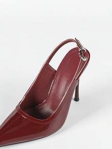 女士勃艮第红色时尚优雅尖头细高跟鞋，舒适简约百搭高跟鞋 - 酒紅色 - 查看 7