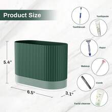 Toothbrush Holders For Bathrooms, Plastic Tooth Brush Holder With Drainage And Drip Tray, Shower Toothpaste Holder Stand Organizer Caddy, Bathroom Accessories Decor - Green - View 2