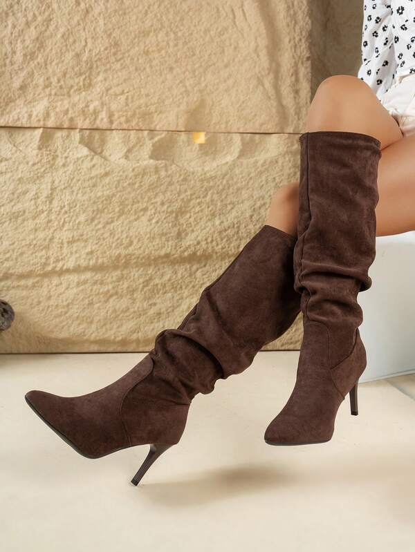 Fall/Winter Women's Fashion Pointed Toe Pleated High Heel Boots,Party