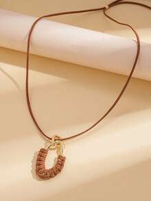 1Pc Vintage Simple Geometry Pendant Necklace Set,Women Jewelry For Daily Wear,Autumn&Winter Accessory,Sweater Decoration