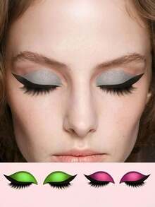 1/5/7/8对装懒人眼影睫毛贴，适合化妆。三合一自粘可重复使用，带假睫毛，快速眼妆贴纸，女性化妆、节日、派对、舞会的最佳选择。 - 彩色 - 查看 7
