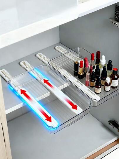 4 Stück Schienensystem, einfache Installation ohne Schrauben, Unterbau-Schubladenführungen, Organizer Korb Schienen, DIY Schubladenführungen, Mehrzweck Lagerungsschienen, geeignet für Aufbewahrungsboxen im Studentenwohnheim, Küche Zuhause, Badezimmerschränke und Kleiderschrank Organizer, 2/4 Stück