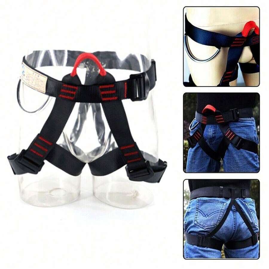Outdoor Heavy Duty Tree Rock Climbing Safety Harness Rappelling Equip Seat Belt - Black - View 1