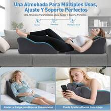 Almohada Para Piernas 2 en 1, Reposacabezas Extraíble, Almohadas Ortopédicas Antireflujo, Cuña Para Cama Adulto, Alivia La Hinchazón, Mejora Circulación, Para Descanso, Recuperación Y Embarazadas - gris - Ver 5