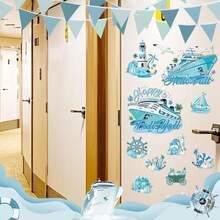 Fall Cruise Door Magnet - 16 Pcs Halloween Large Ship Decorations Funny Mailbox Covers Magnetic Cute Blue Pumpkin Cabin Anchor Stateroom Stickers Decals For Fridge Refrigerator Party Decor - 秋季-16件 - 查看 12