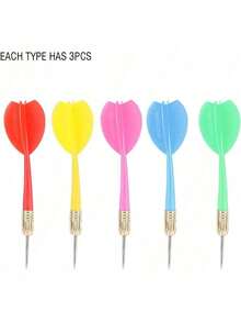 Chazcool Dardos de Aguja, 15pcs Puntas de Aguja de Cobre y Dardos de Coloridas PVC, Dardos de Vuelo Dardos de Metal para Principiantes Tiro Al Blanco Bar Juego Globo - 1 - Ver 5