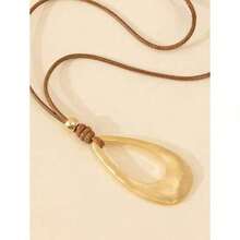 Hegaze 1 Piece Vintage Teardrop Pendant Women's Necklace - Brown - View 2