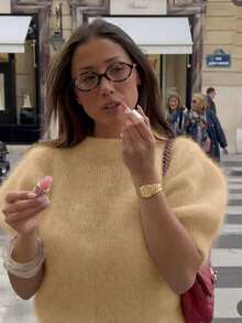 FOR BEAUTY Women's Spring And Autumn New Round Neck Half Sleeve Head Top Women's Commuting Casual Lazy Style Knitted Sweater Loose Daily Versatile Solid Color Sweater New Year