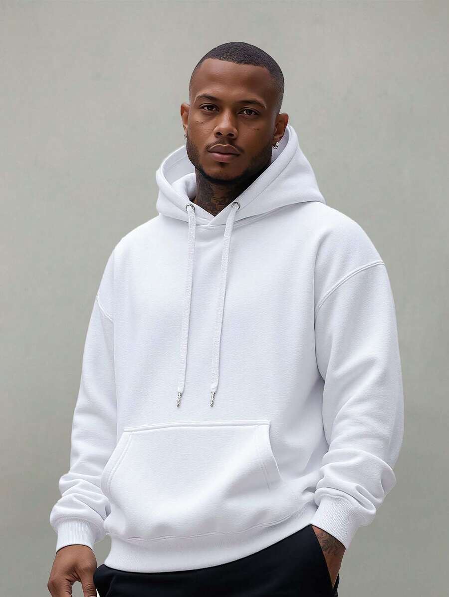 Men's And Women's Plain Kangaroo Sweatshirt Cold Weather Blouse Cotton Lined Warm Tracksuit Coat With Pocket And Hood New Release 3 Cables Winter Cold Season - 白色 - 查看 1