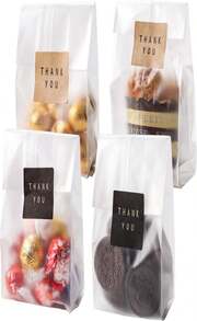 LOKQING Cellophane Treat Bags Cookie Bags For Packaging Clear Gift Bag With Stickers For Cookies,Candy,Chocolates(Fog,9x33inch) - ColorD - 查看 1