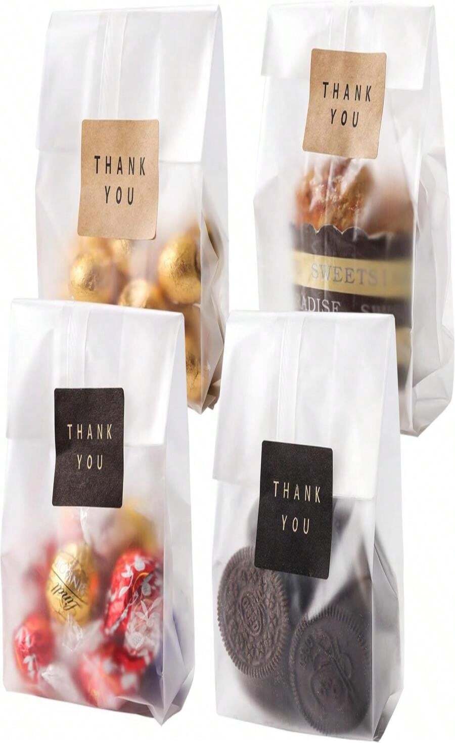 LOKQING Cellophane Treat Bags Cookie Bags For Packaging Clear Gift Bag With Stickers For Cookies,Candy,Chocolates(Fog,9x33inch) - ColorD - 查看 1