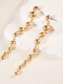 1 pereche de cercei cu pandantiv rotund cu bilă metalică, cercei personalizați cu ciucuri lungi pentru femei și fete, potriviți pentru călătorii, nuntă, petrecere, ziua de naștere, cadou de Crăciun 2025