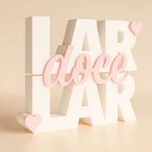 Letreiro Decorativo Lar Doce Lar Moderno para Sala Quarto Escritório Ideal para Decoração de Casa e Presente Criativo - Rosa Bebê - Visão 1