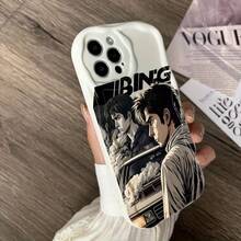 Ins Style Popular Racing Anime Retro Character Pattern Phone Case For Apple  16 16e 15 14 13 12 Mini 11 Pro Max X XR XSMAX 8 7 E Plus 3D Wave Cream Texture Soft Case Back Cover Simple Fashion - Black - View 4