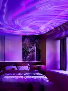 1PC Ocean Waves, Bedroom Water Light, Night Light Projector, Adult Water Light Games Room, School,Back To School,Back To School,Genie Lamp,Home Cinema,Blue Light,Lights,Lights For Bedroom,Night Light, Ceiling, Room Decoration, Valentine's Day Halloween ,Christmas Decoration With 7 Color Pattern And Remote Control, Dimmable Desk Lamp