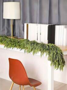 Artificial Norfolk Pine, Juniper, And Eucalyptus Wreath, Accented With Silver Dollar Leaves, Faux Greenery Garland, Suitable For Wedding, Indoor/Outdoor Home Decor, Fireplace, Table, Porch, Wall, Valentine's Day, Halloween, Thanksgiving, Easter Decoration - Multicolor - View 8