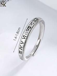 S925 Silver Roman Numeral Ring For Women, Minimalist & Elegant Open Ring With Cubic Zirconia, Luxury Everyday Jewelry