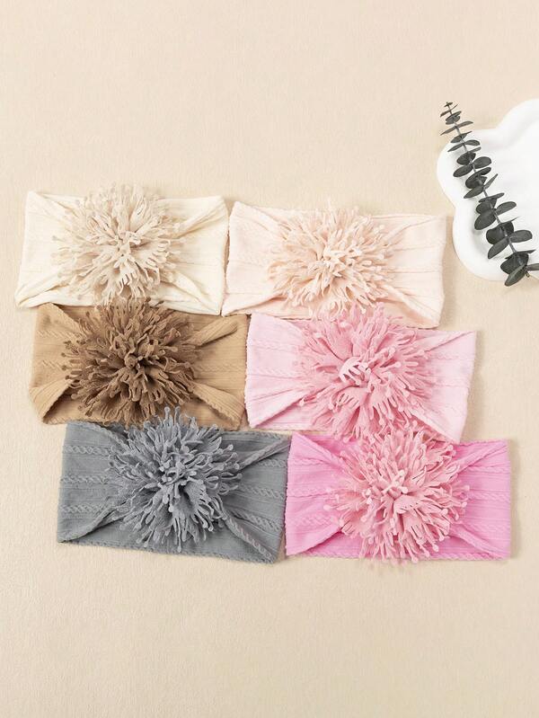 Set de 3 diademas para bebé con flores 3D grandes, nuevas para otoño/invierno, suaves y cómodas, de nailon jacquard