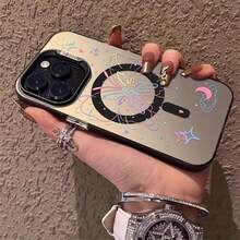 Funda magnética para teléfono móvil. Compatible con phone 16 Pro Max, 2025, 15 y 14 Pro. Incluye soporte. Resistente a caídas. IP12. Diseño elegante. Color plata con flores. - Blanco - Ver 8