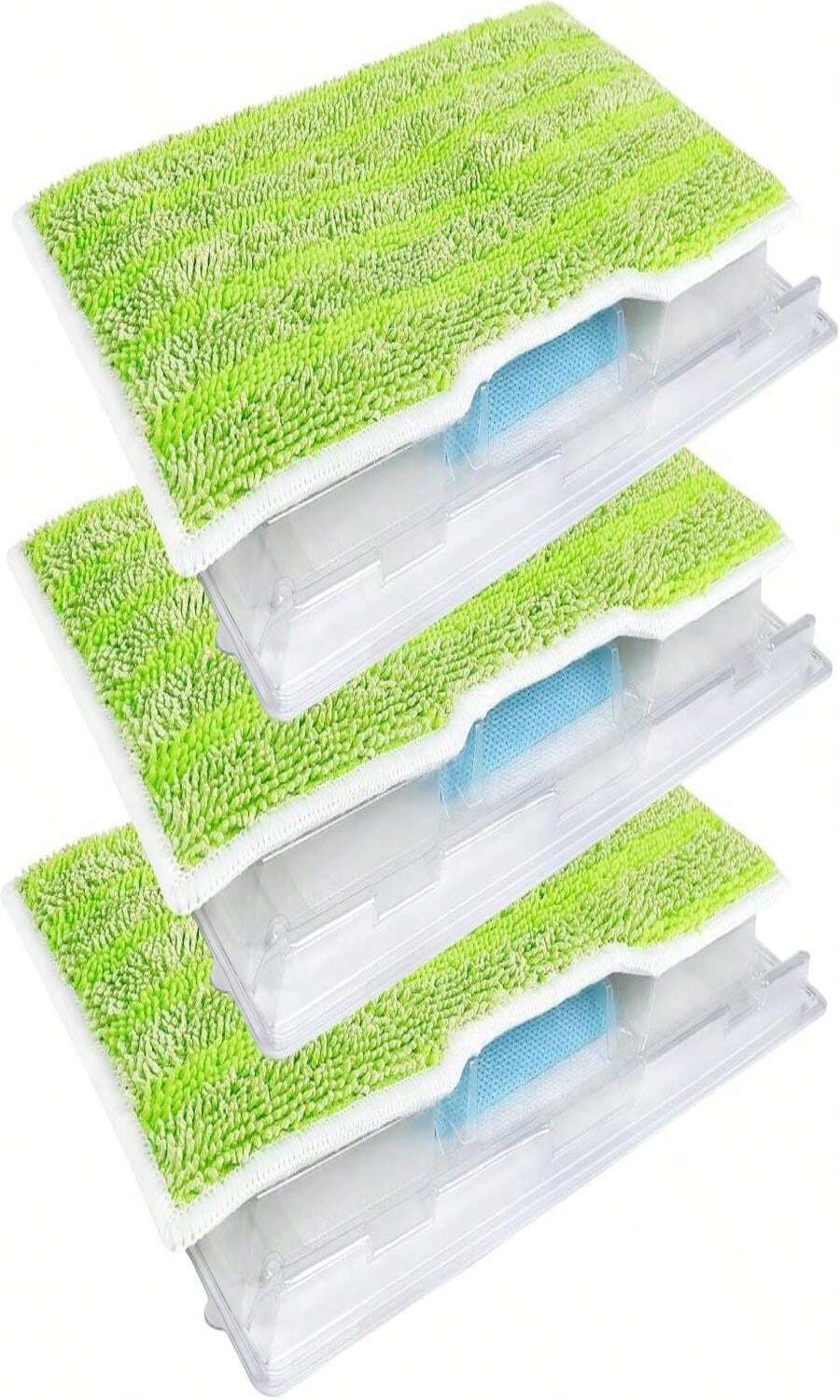 KEEPOW Reusable Mop Replacement Pads Refills Compatible With Shark Vacmop VM252 VM200 VC205 VM250, Reusable Wet And Dry Mop Pads For Hardwood Floor Cleaning, Green, 6 Pack - ColorA - 查看 1