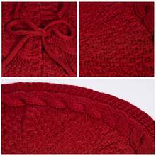1pc Knitted Christmas Tree Skirt – 18.11 Inch Red Cable Knit Small Xmas Tree Base Cover With Bow Tie , Rustic Holiday Decoration For Mini Christmas Tree, Home, Party, Farmhouse Decor Christmas Decorations Winter Room Decor Christmas Decorations Home Christmas Gifts Christmas Decor - Multicolor - View 5