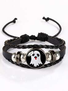 Halloween Gemstone Beaded Metal Bracelet, Handmade Jewelry