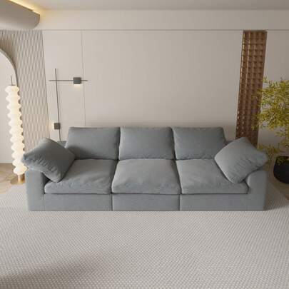 Sofa modułowa Cloud z certyfikowaną pianką, tapicerowana sofa podłogowa z głębokim siedziskiem, tapicerowana sofa do sypialni i salonu, nie wymaga montażu (tkanina sztruksowa, szara)
